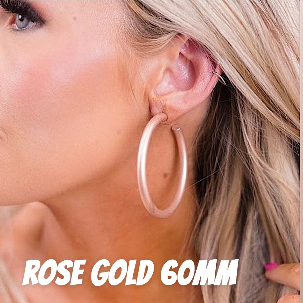 🆕🌿🩷RUE 27: ROSE GOLD 60mm Hoop Earrings